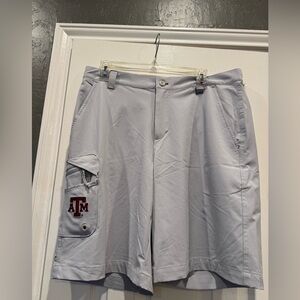 Gray Men Shorts with Embroidered Logo Texas A&M Columbia Terminal Tackle PFG